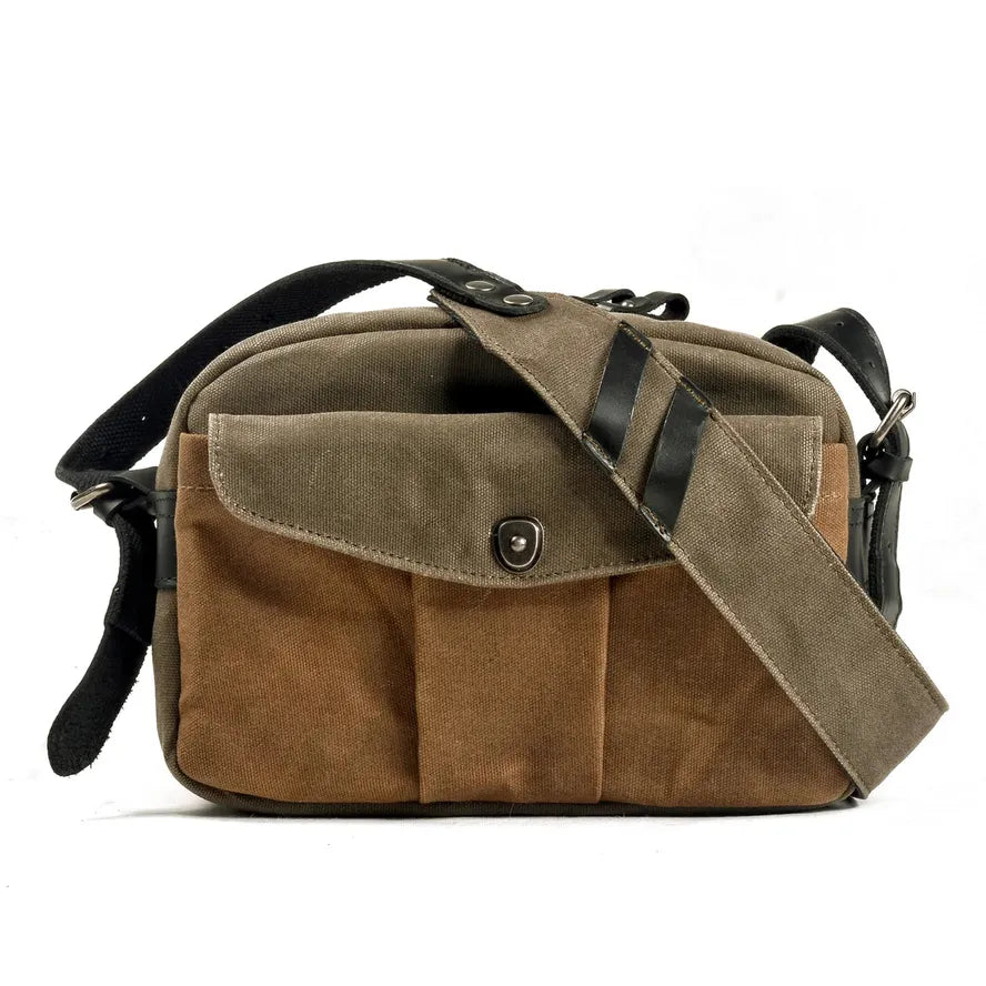 JMT-861642 Vintage Canvas and Leather Messenger Bag for DSLR and Laptop, Waterproof Photography Crossbody Bag