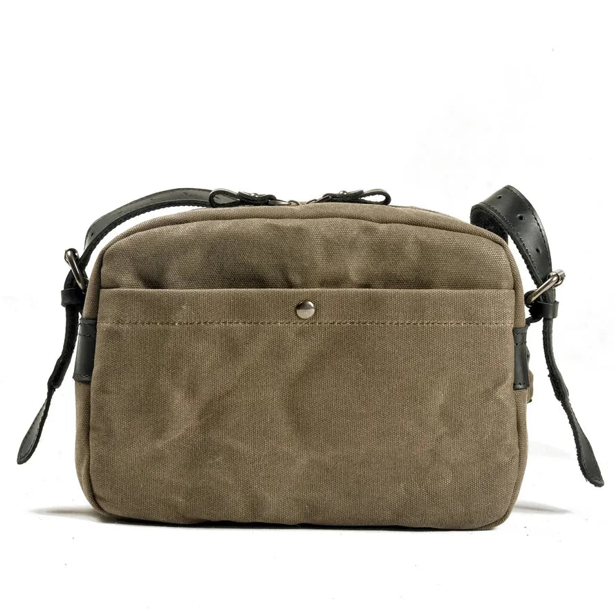 JMT-861642 Vintage Canvas and Leather Messenger Bag for DSLR and Laptop, Waterproof Photography Crossbody Bag