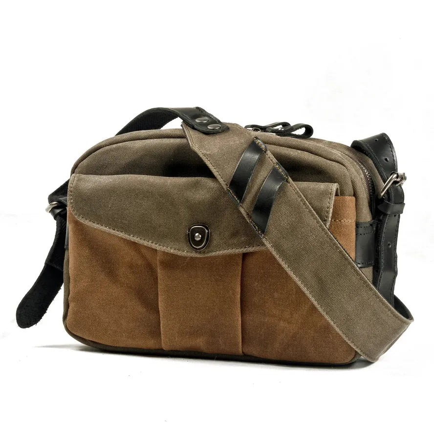 JMT-861642 Vintage Canvas and Leather Messenger Bag for DSLR and Laptop, Waterproof Photography Crossbody Bag