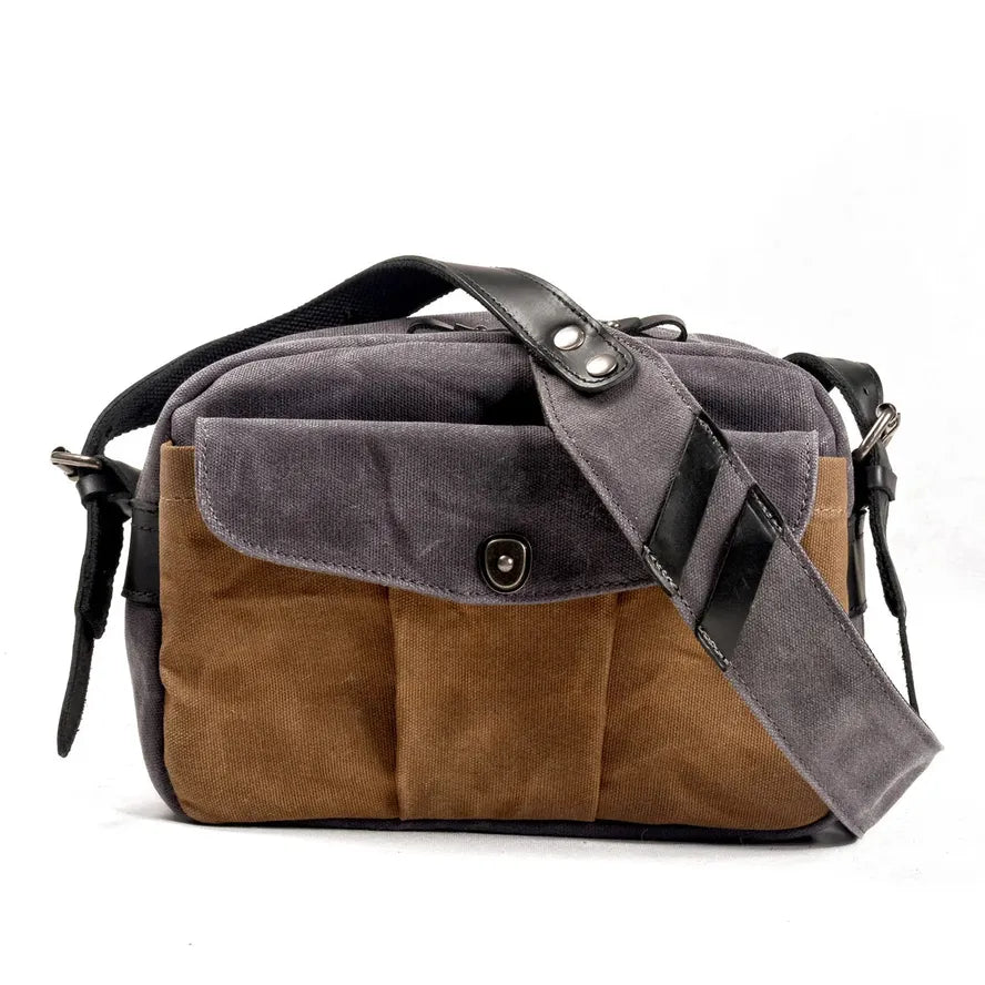 JMT-861642 Vintage Canvas and Leather Messenger Bag for DSLR and Laptop, Waterproof Photography Crossbody Bag