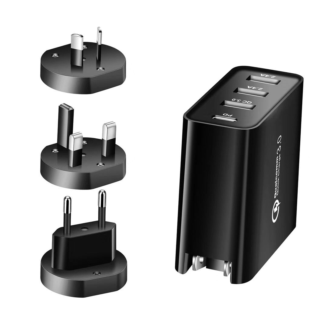 JMT-861962 Multi-Port Fast Charge Mobile Phone Charger - USB, PD, and QC Compatible Charging Head in Black & White