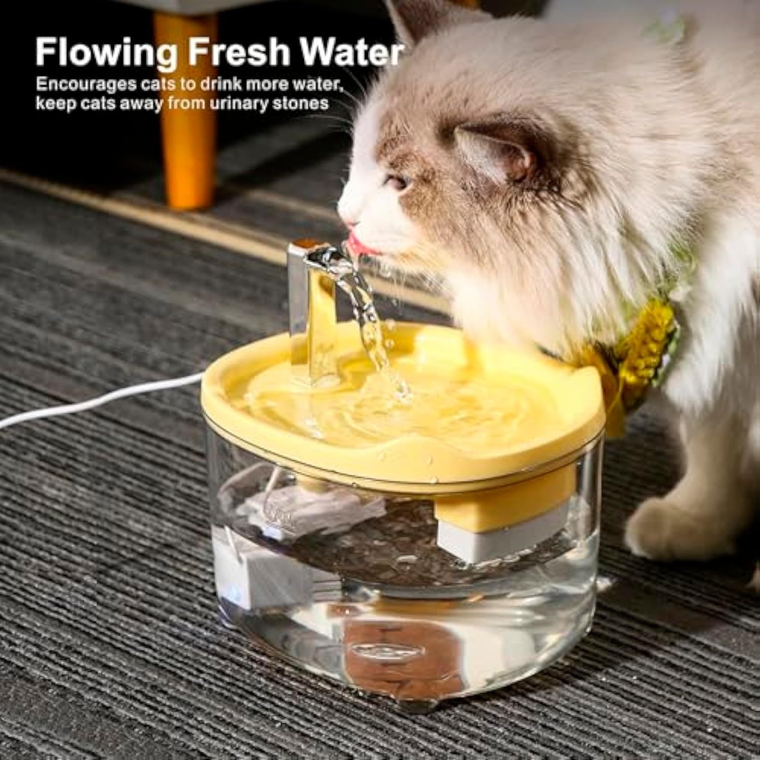 JMT-862090 Automatic Cat and Dog Water Fountain with 1500ml Capacity, Quiet Pump and Triple Filtration System for Healthy Hydration