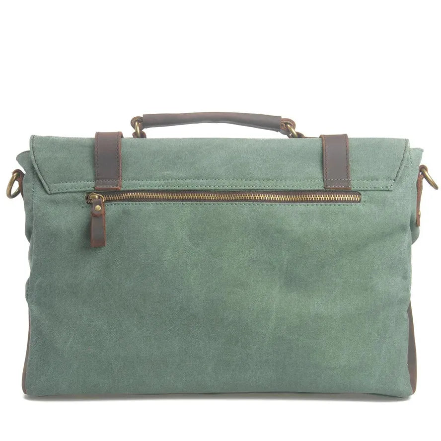 JMT-862666 Leather Messenger Attache Case with Shoulder Strap - Versatile Canvas and Cowhide Design, 39cm x 7.5cm x 28cm