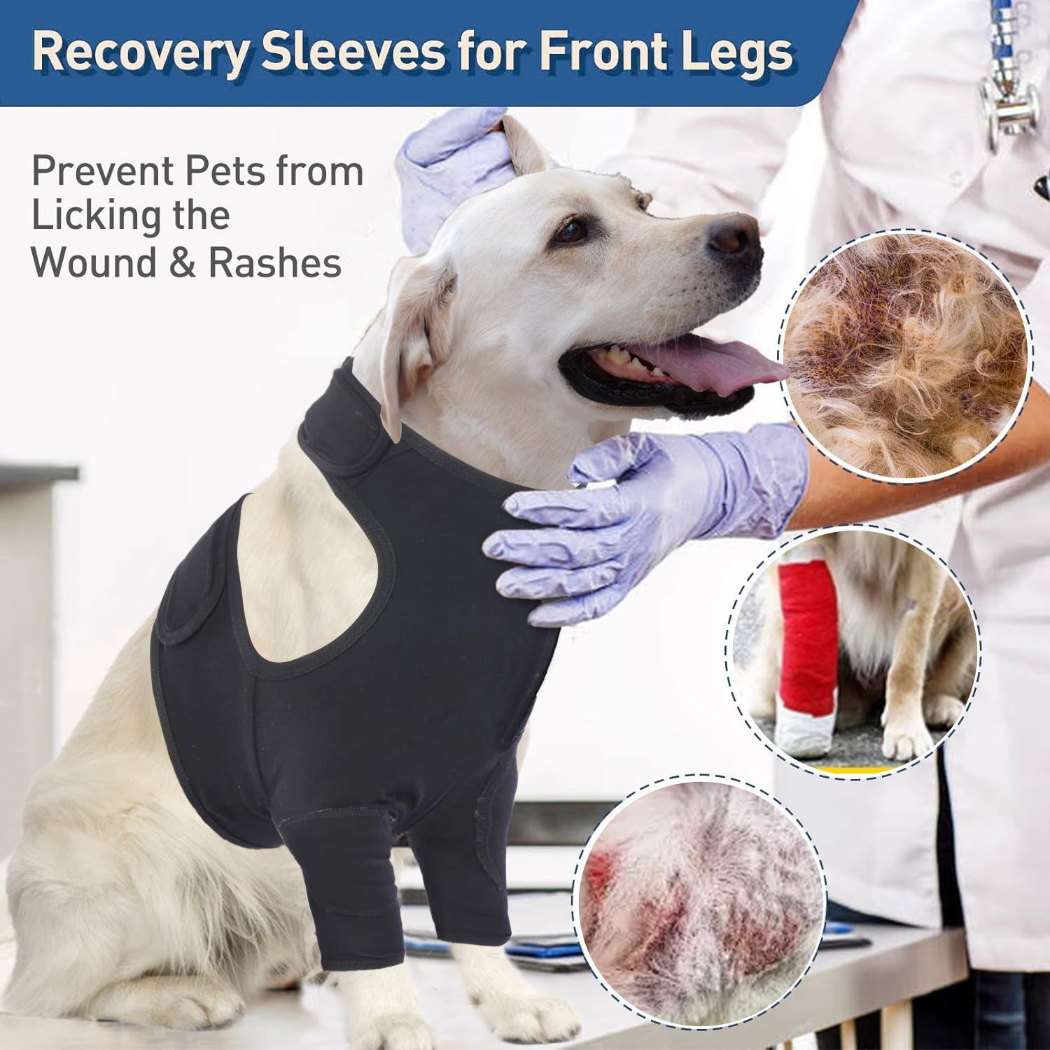 JMT-863050 Comfortable Pet Front Leg Sleeve Wrap for Healing Support - Anti-Licking Elbow Brace for Dogs