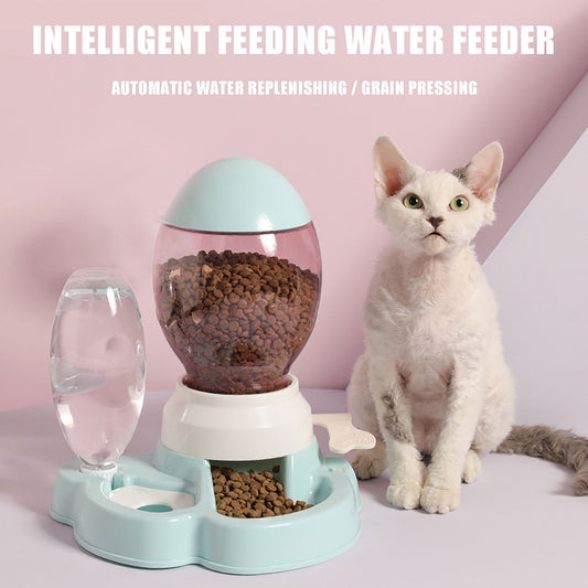 JMT-863434 Automatic Pet Feeder and Water Dispenser for Cats and Dogs - No Wet Mouth, Anti-Tip Design