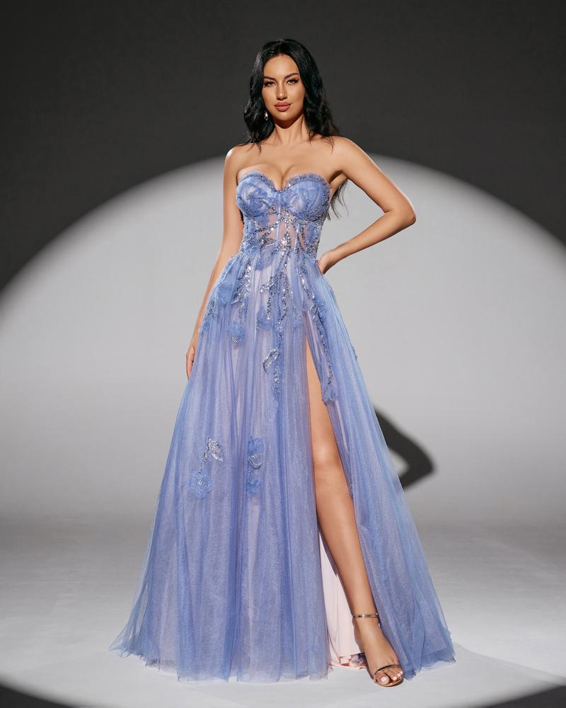 JMT-863498 Elegant Blue Evening Dress for Ladies - Model SH0170