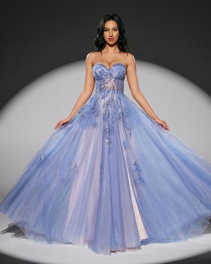 JMT-863498 Elegant Blue Evening Dress for Ladies - Model SH0170