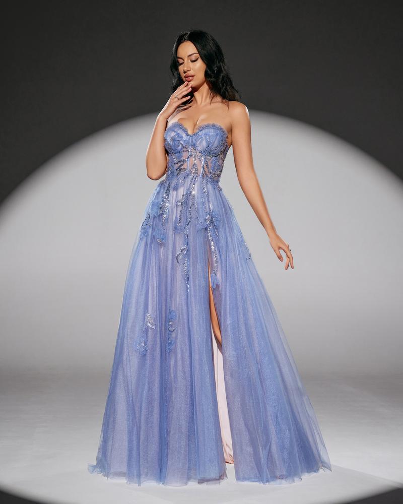 JMT-863498 Elegant Blue Evening Dress for Ladies - Model SH0170