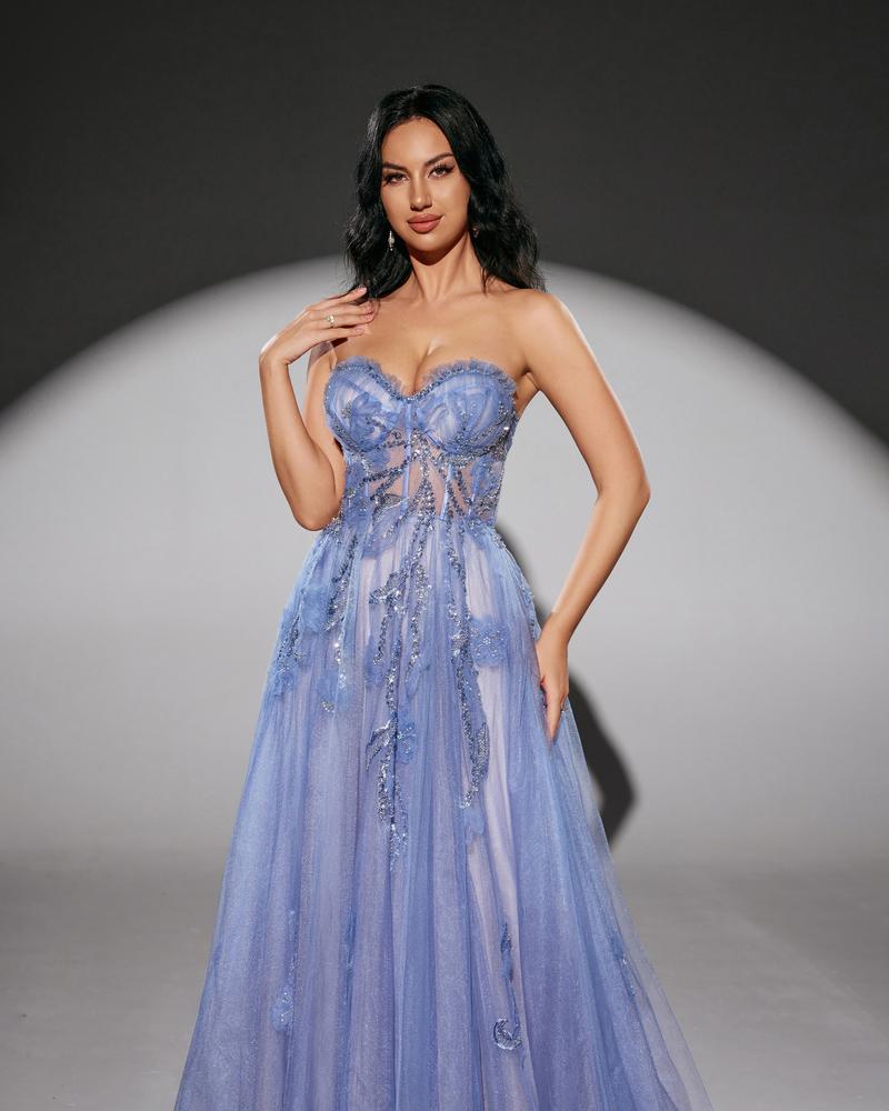 JMT-863498 Elegant Blue Evening Dress for Ladies - Model SH0170