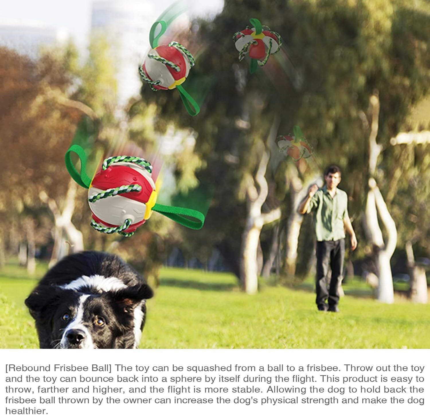 JMT-863562 Interactive Dog Toy Set with Flying Saucer Ball and Chewing Ropes for Tug-of-War Fun