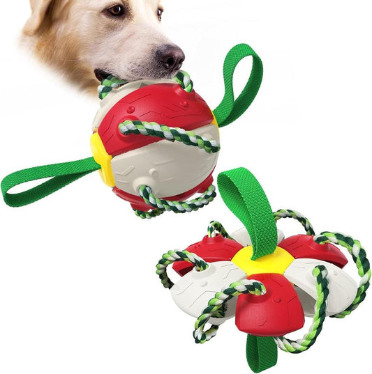 JMT-863562 Interactive Dog Toy Set with Flying Saucer Ball and Chewing Ropes for Tug-of-War Fun