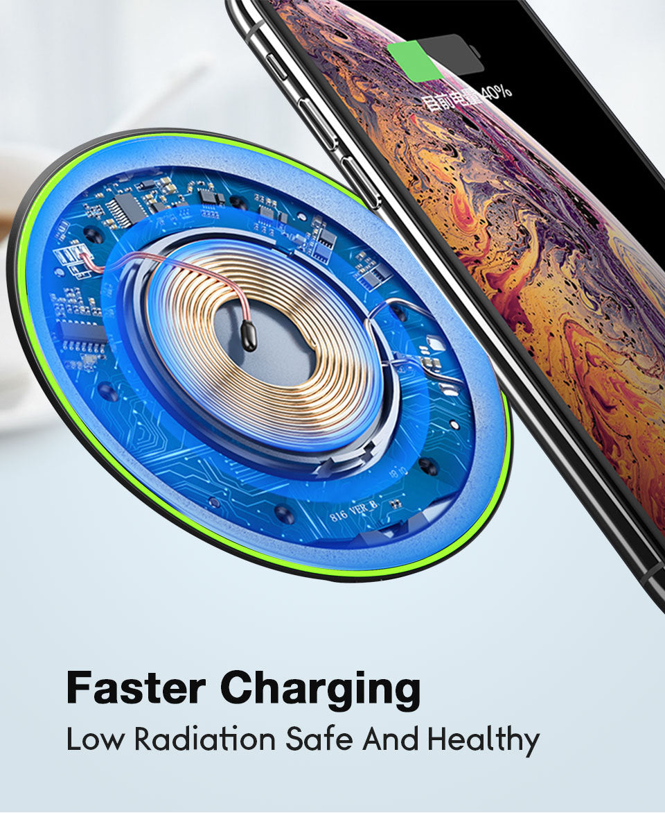JMT-863754 Portable Wireless Charger Fast Charging, QI-Compatible, 5V/2A & 9V/1.7A, Efficient Up to 75%