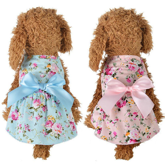 JMT-864202 Cotton Princess Skirt for Pets with Ribbons - Available in Blue and Pink