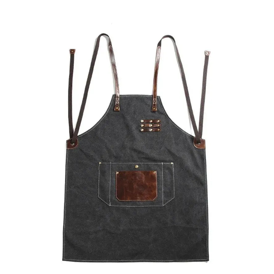 JMT-864458 Adjustable Cross Strap Multi-Purpose Canvas Apron with Tool Pocket for Gardening and Cooking
