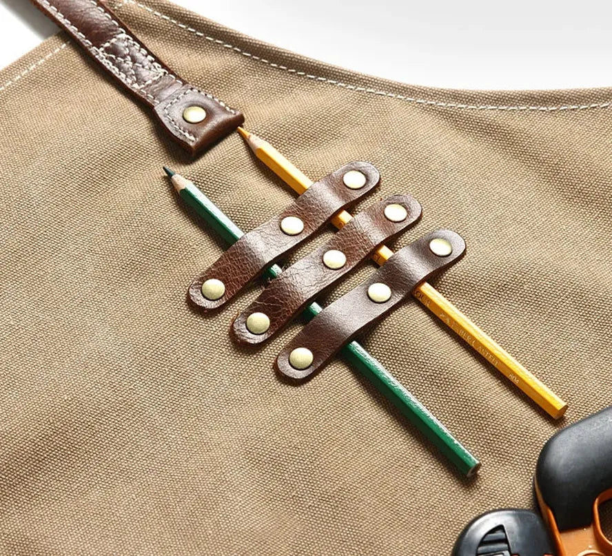 JMT-864458 Adjustable Cross Strap Multi-Purpose Canvas Apron with Tool Pocket for Gardening and Cooking