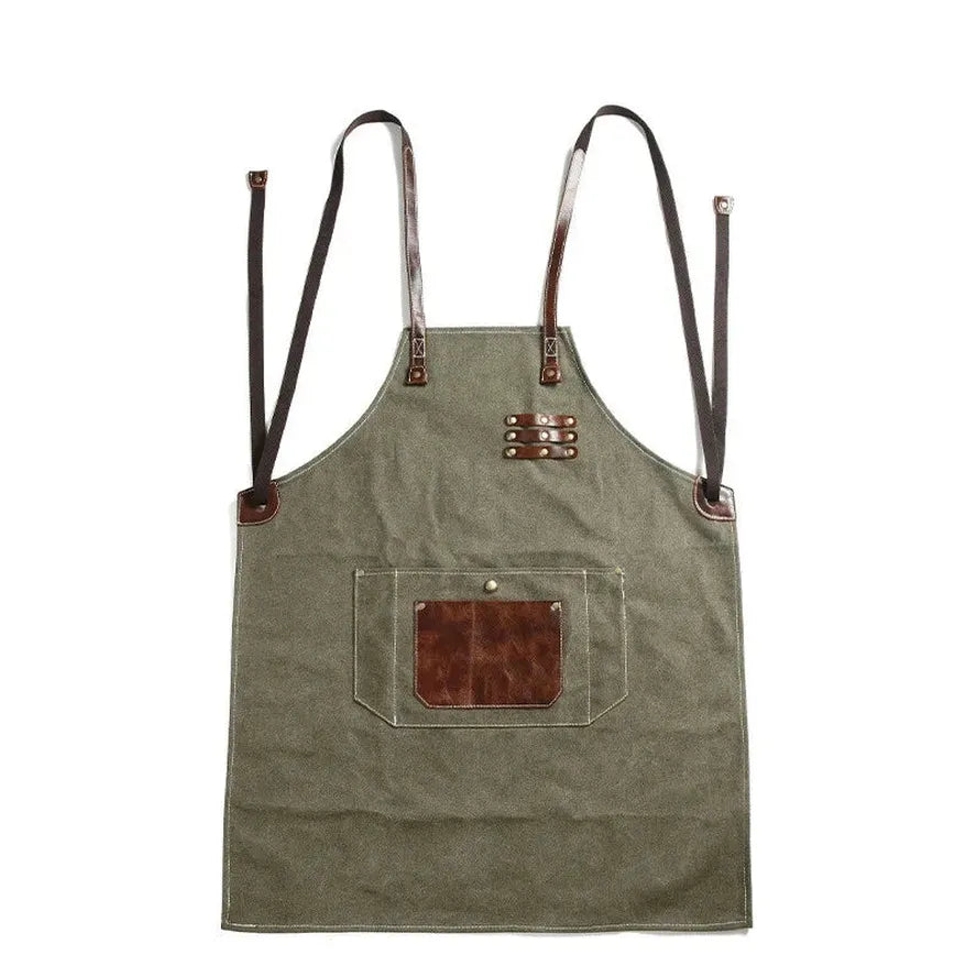 JMT-864458 Adjustable Cross Strap Multi-Purpose Canvas Apron with Tool Pocket for Gardening and Cooking