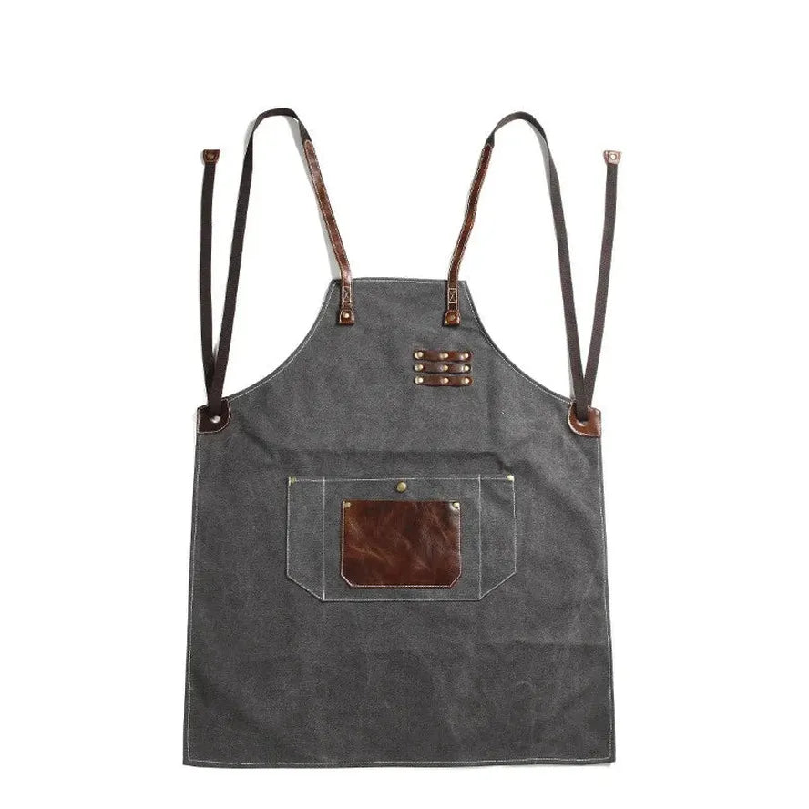 JMT-864458 Adjustable Cross Strap Multi-Purpose Canvas Apron with Tool Pocket for Gardening and Cooking