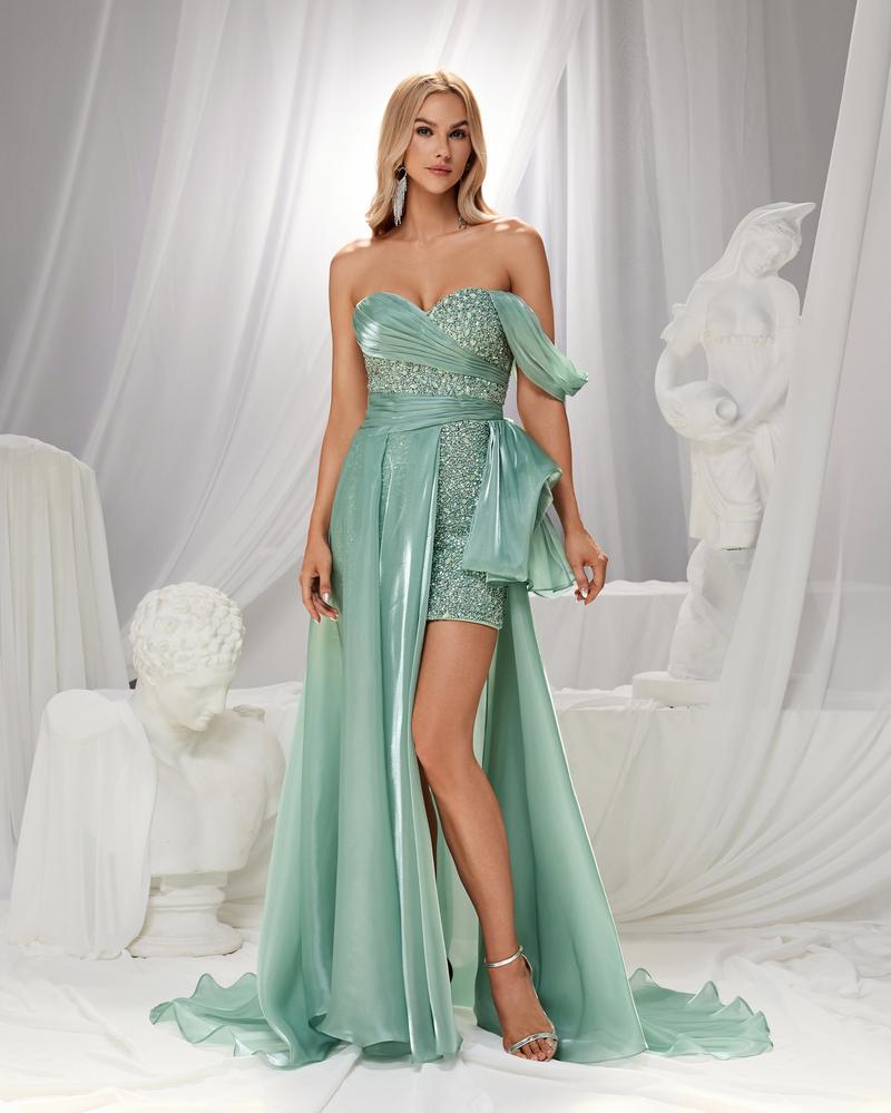JMT-864650 Elegant Green Evening Gown for Women - Style SH0154