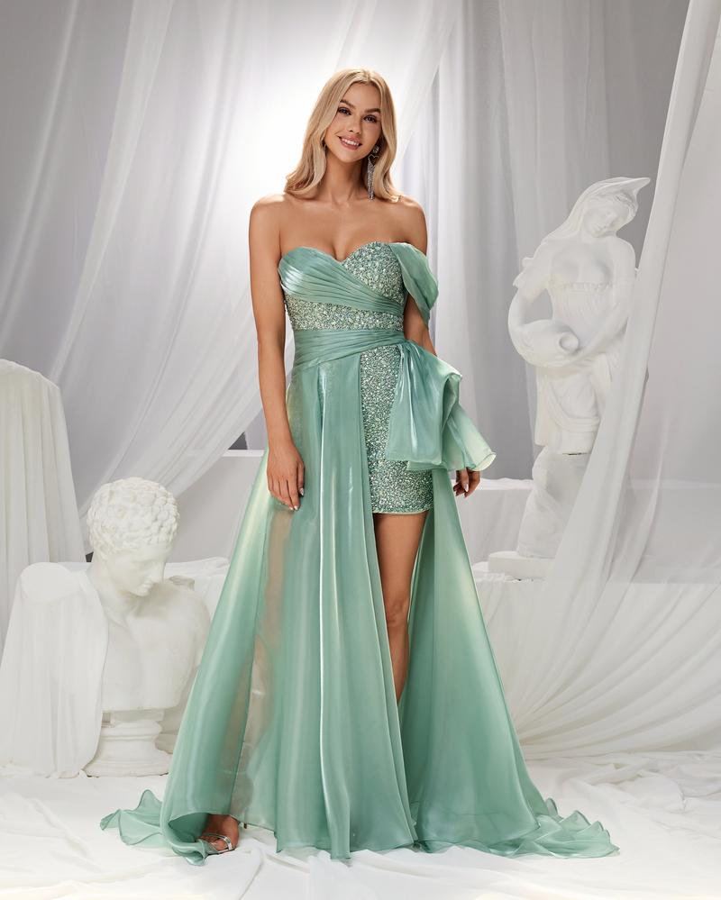 JMT-864650 Elegant Green Evening Gown for Women - Style SH0154