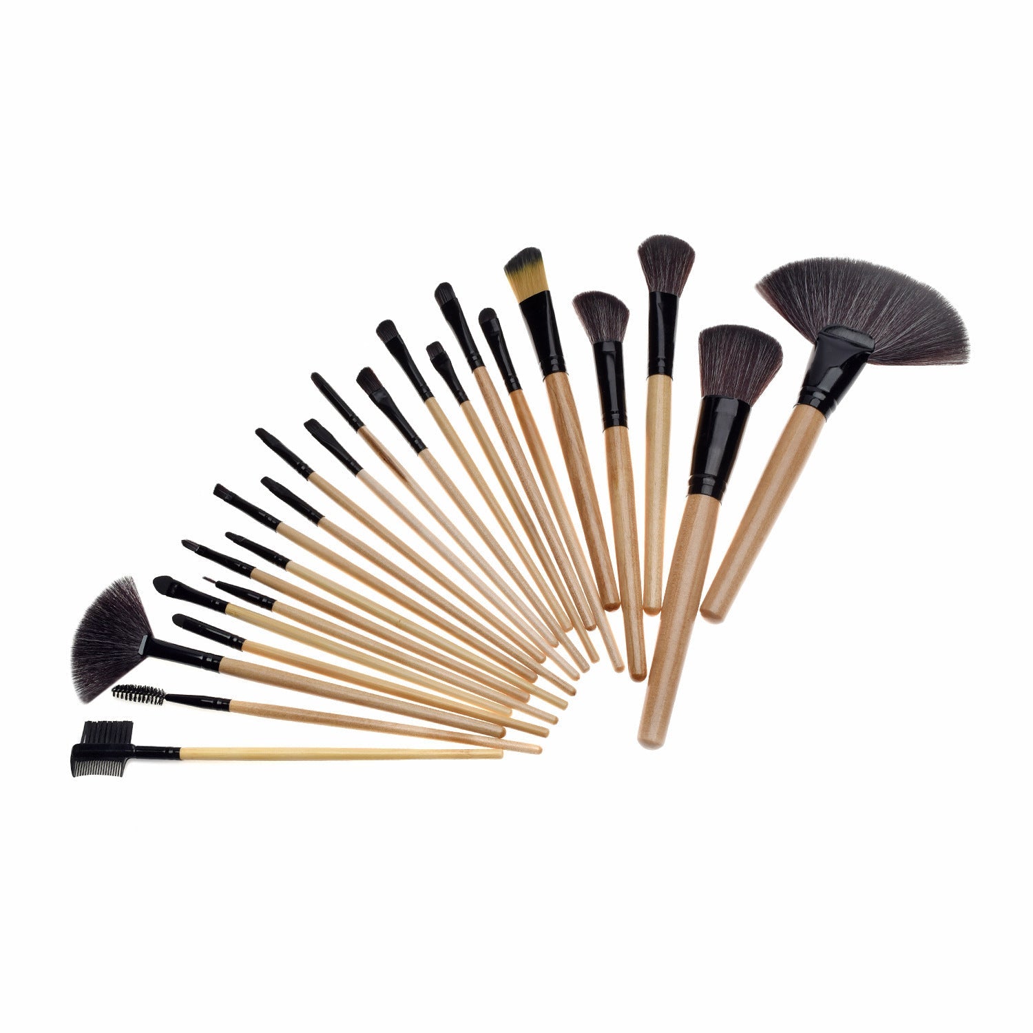 JMT-864842 24-Piece Makeup Brush Set with Wooden Handles and Artificial Fiber Bristles