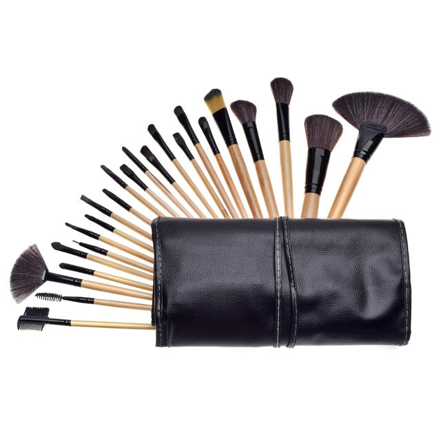 JMT-864842 24-Piece Makeup Brush Set with Wooden Handles and Artificial Fiber Bristles
