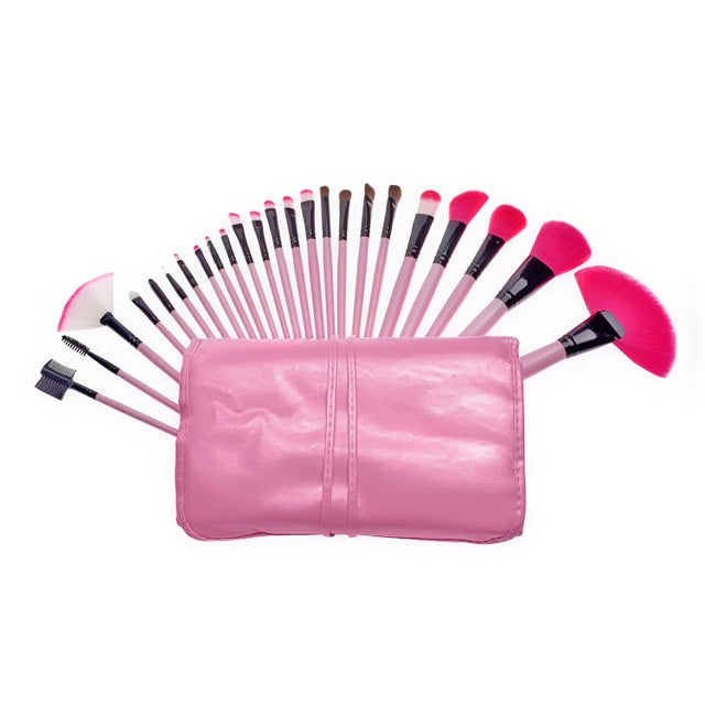 JMT-864842 24-Piece Makeup Brush Set with Wooden Handles and Artificial Fiber Bristles