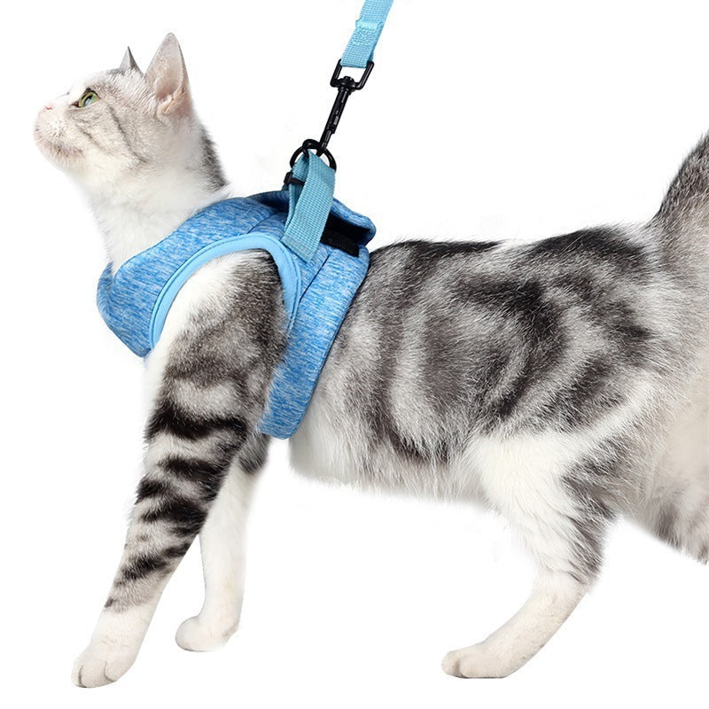 JMT-864906 Lightweight Cat Harness with 1.2m Leash in Dark Gray or Blue Options