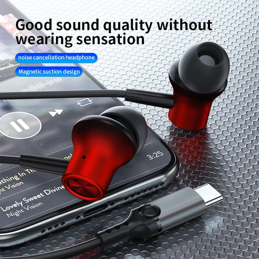 JMT-865226 In-Ear Wired Earphones with Mic for iPhone 15 – Type-C Gaming Headphones