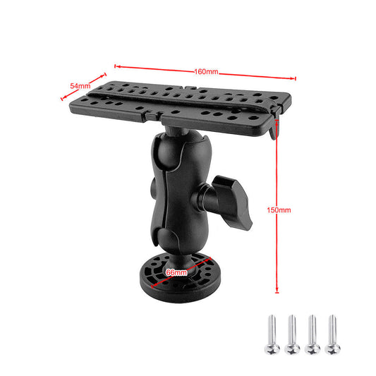 JMT-865418 Rotating Electronic Fish Finder Mounting Bracket with 360-Degree Rotation, Black Plastic
