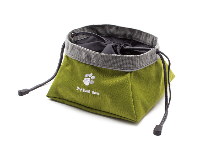 JMT-865738 Collapsible Waterproof Pet Bowl for Food and Water - Eco-Friendly Materials, Green, 20x20x9.5cm