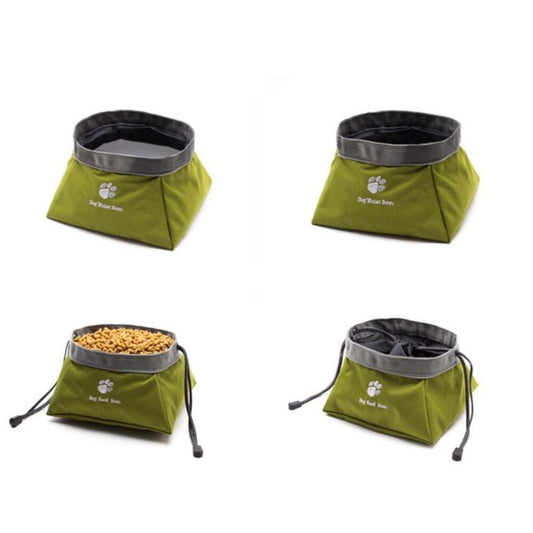 JMT-865738 Collapsible Waterproof Pet Bowl for Food and Water - Eco-Friendly Materials, Green, 20x20x9.5cm