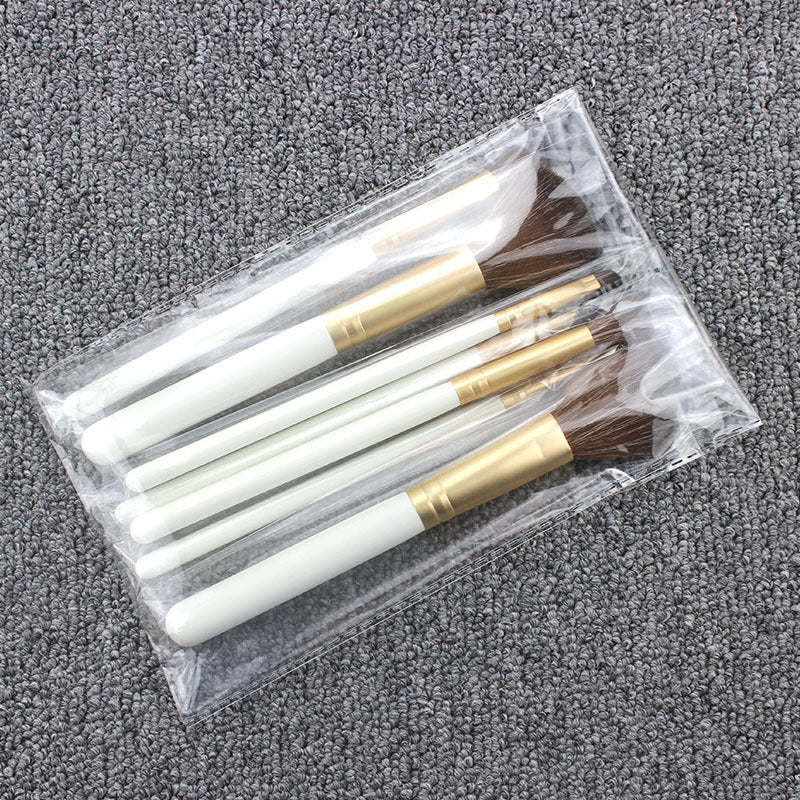 JMT-865994 Portable Makeup Brush Set with Wooden Handle - 7 Artificial Fiber Brushes, 15.8cm Overall Length