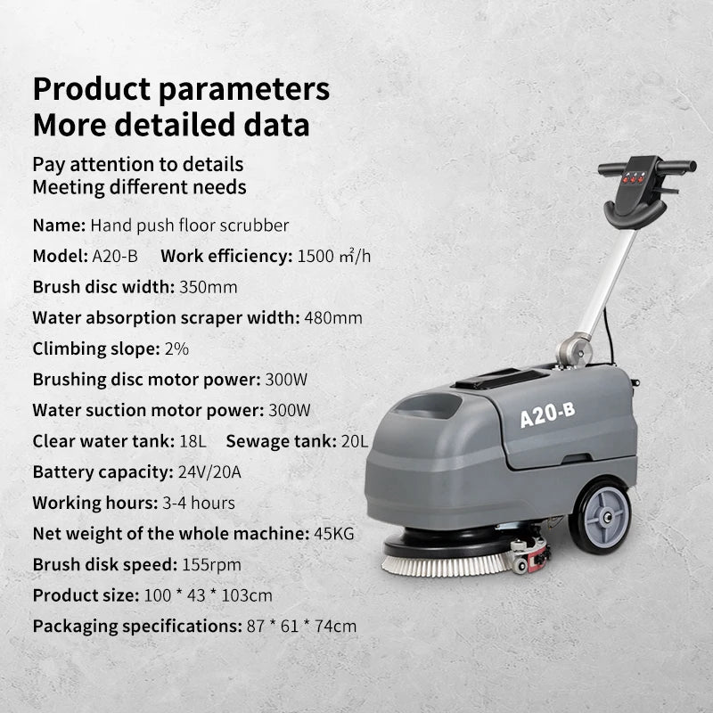 JMT-866186 A20B Hand-Pushed Integrated Floor Scrubber and Carpet Cleaning Machine