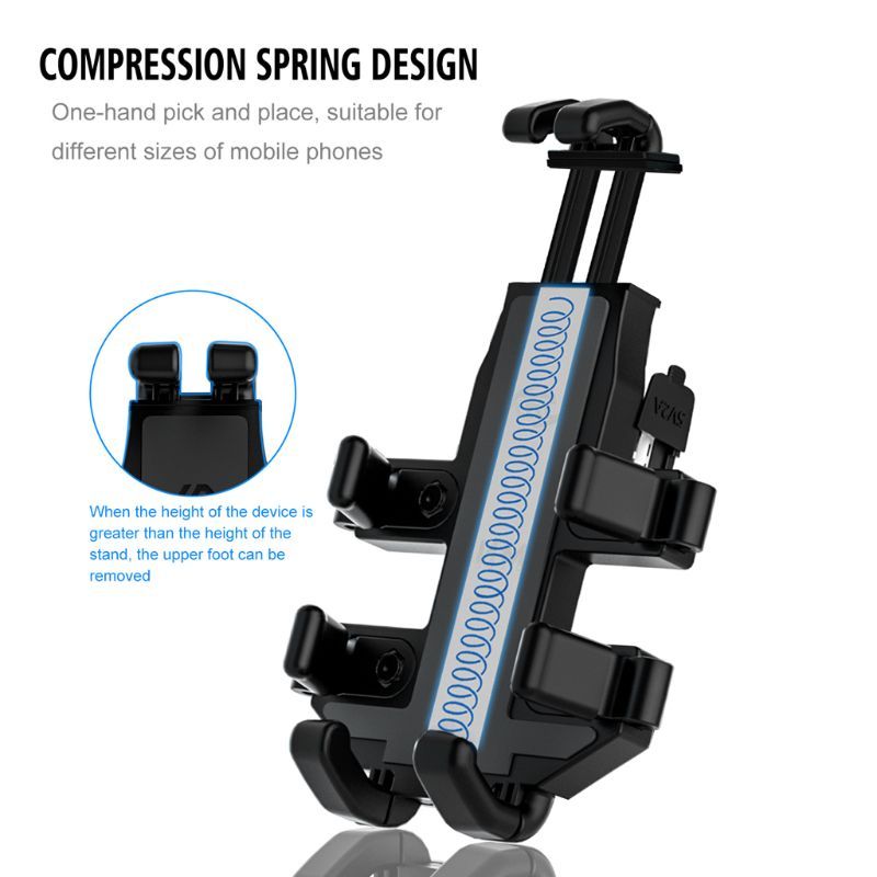 JMT-866570 Motorcycle Mobile Phone Holder with USB Charging for Navigation – Black ABS Design