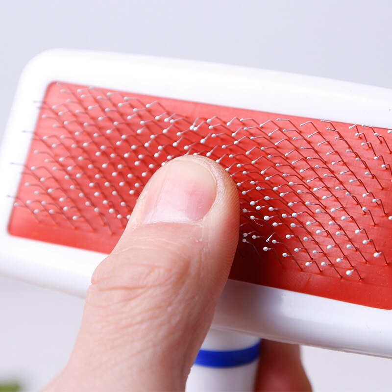 JMT-866954 Fur Collar White Needle Comb for Dog and Cat Grooming with Protective Head and Plastic Handle