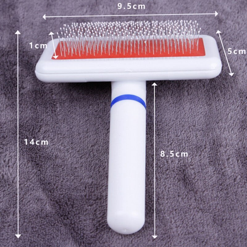 JMT-866954 Fur Collar White Needle Comb for Dog and Cat Grooming with Protective Head and Plastic Handle
