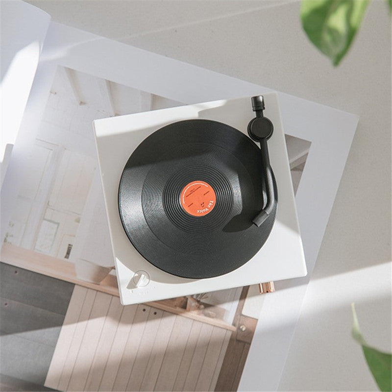 JMT-867210 Retro Mini Bluetooth Record Player Speaker - Wireless Audio with 8-Hour Battery Life, USB Charging, Dual Speakers, and Card Insert Function