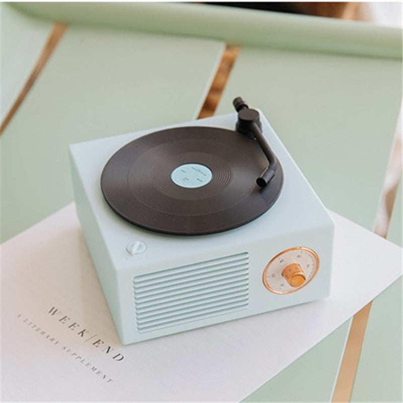 JMT-867210 Retro Mini Bluetooth Record Player Speaker - Wireless Audio with 8-Hour Battery Life, USB Charging, Dual Speakers, and Card Insert Function