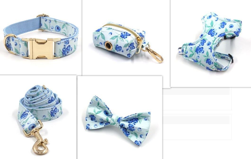 JMT-867210 Striped Print Pet Chest Harness and Leash Set with Bow and Trash Bag