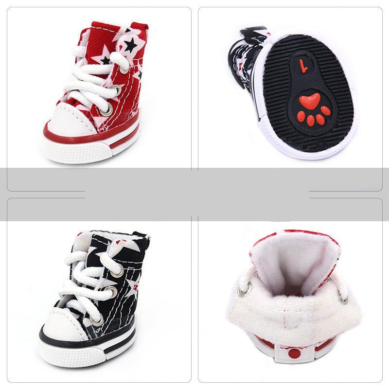 JMT-867338 Soft Canvas Dog Shoes for All Seasons - Comfortable Cowboy Design in Black, Apricot, and Grey Sizes 1-5