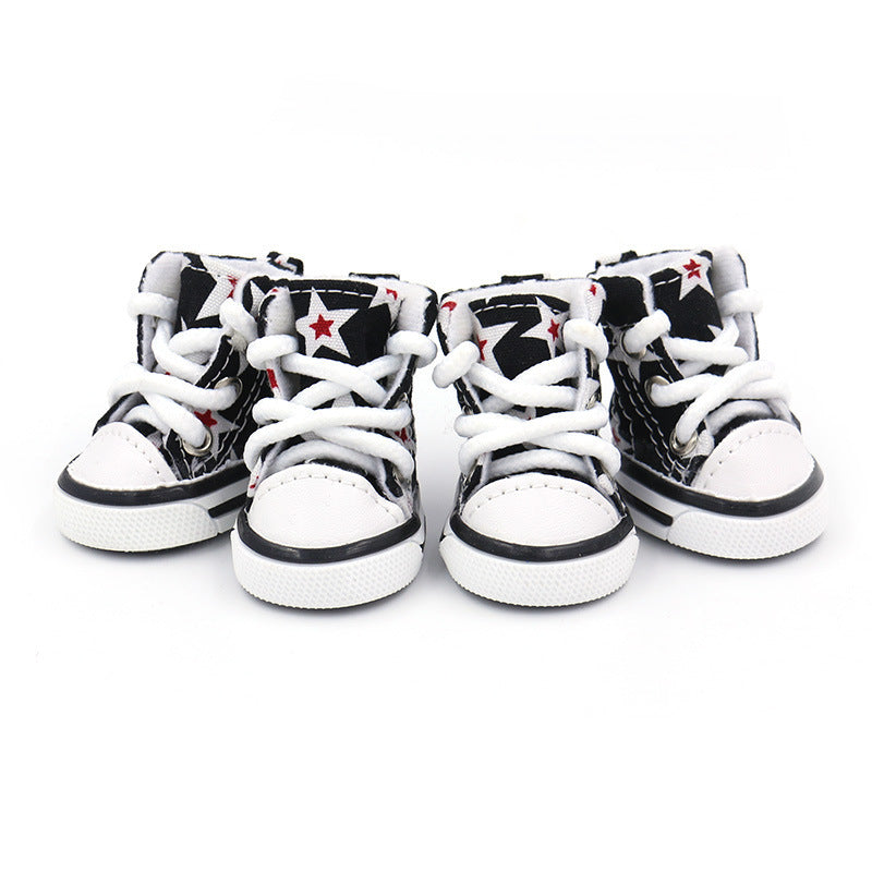 JMT-867338 Soft Canvas Dog Shoes for All Seasons - Comfortable Cowboy Design in Black, Apricot, and Grey Sizes 1-5