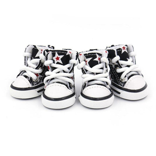 JMT-867338 Soft Canvas Dog Shoes for All Seasons - Comfortable Cowboy Design in Black, Apricot, and Grey Sizes 1-5