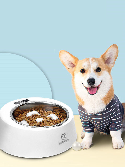 JMT-868042 Stainless Steel Anti-Tipping Weighing Bowl for Cats and Dogs, 500g Capacity