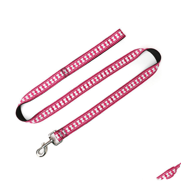 JMT-868362 Nylon Character Bone Dog Leash - 2.5cm x 120cm, Multiple Colors Available