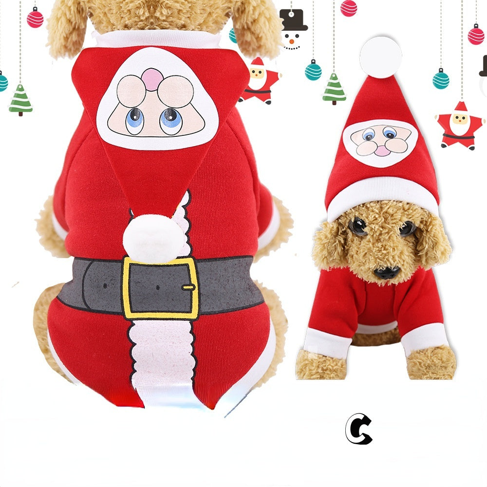 JMT-868490 Festive Santa Outfit for Cats in Plush Cotton Fabric, Multiple Sizes Available