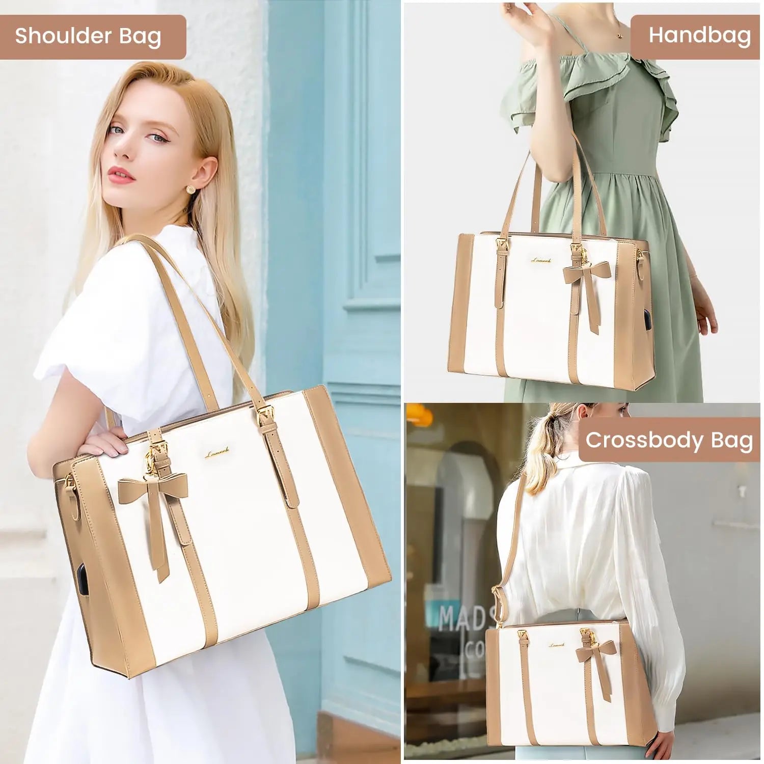 JMT-868746 Stylish 2pc PU Leather Handbag Set with Shoulder Tote and Purse for Office and Daily Use