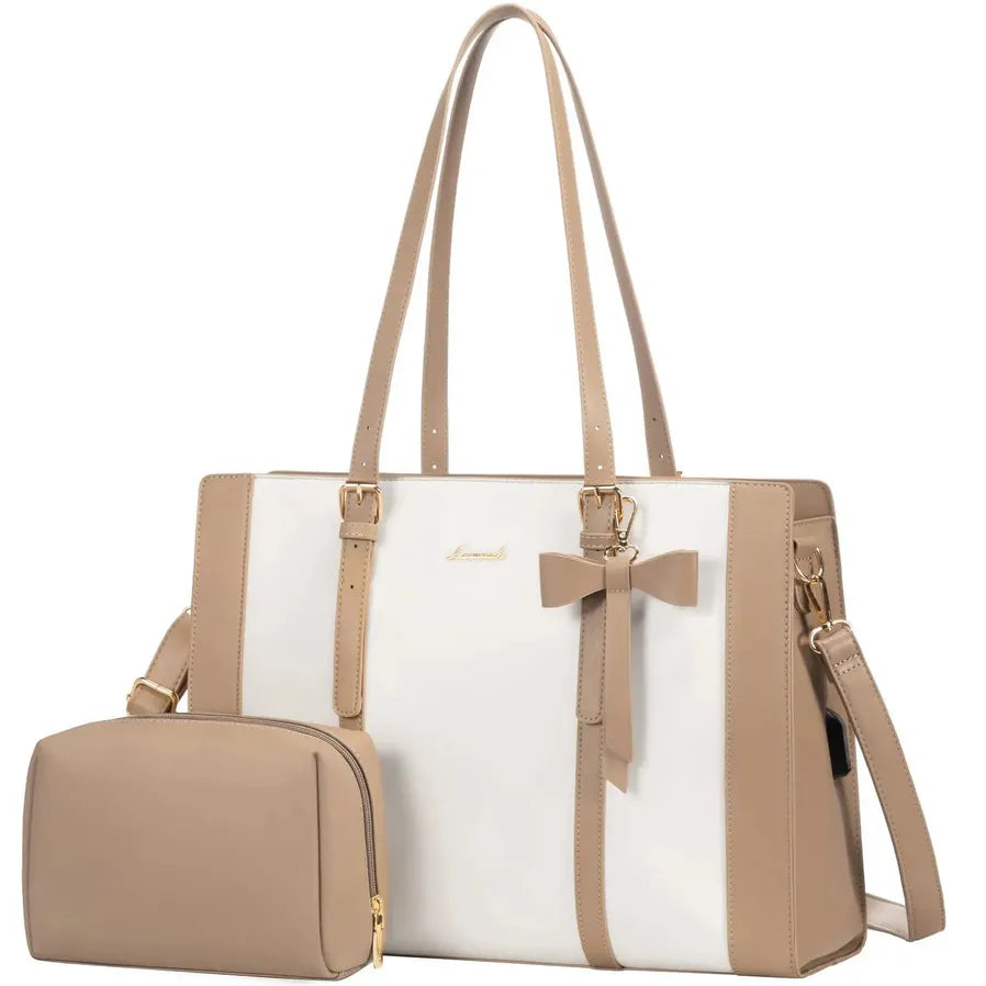 JMT-868746 Stylish 2pc PU Leather Handbag Set with Shoulder Tote and Purse for Office and Daily Use