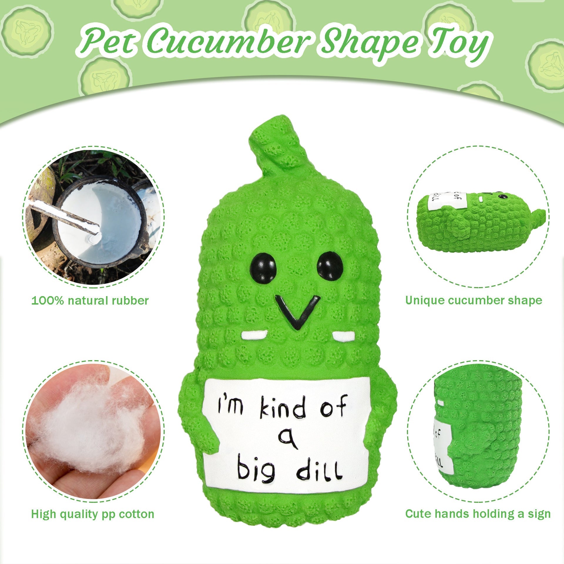 JMT-869002 Squeaky Pickle Dog Chew Toy - Fun Latex Teething Toy for Small to Large Dogs