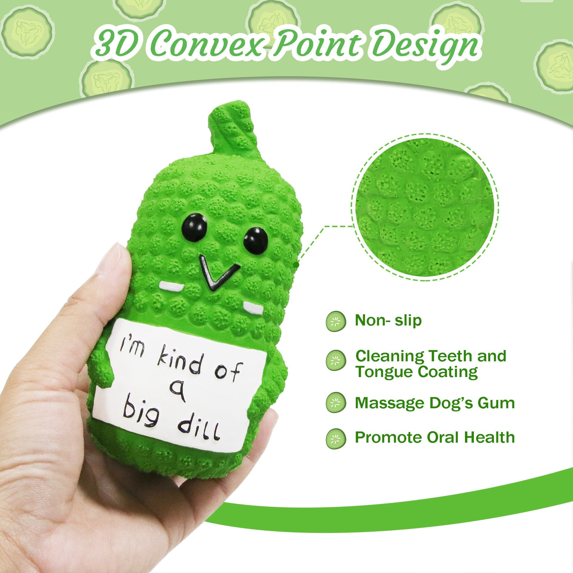 JMT-869002 Squeaky Pickle Dog Chew Toy - Fun Latex Teething Toy for Small to Large Dogs