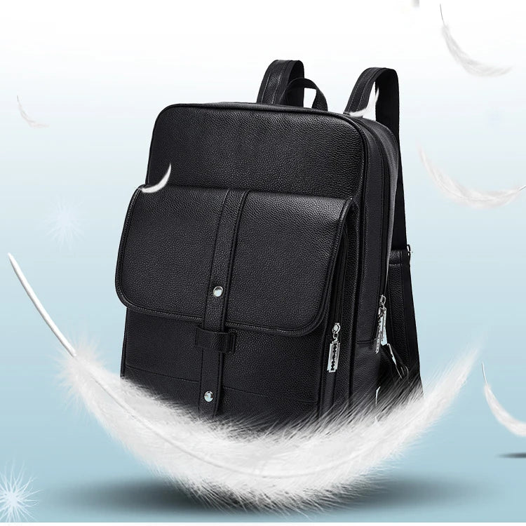JMT-869194 Men's Pu Leather Casual Business Laptop Backpack with Multiple Compartments